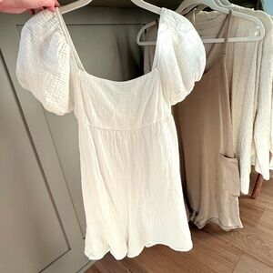 Reformation White Puff Sleeve Romper